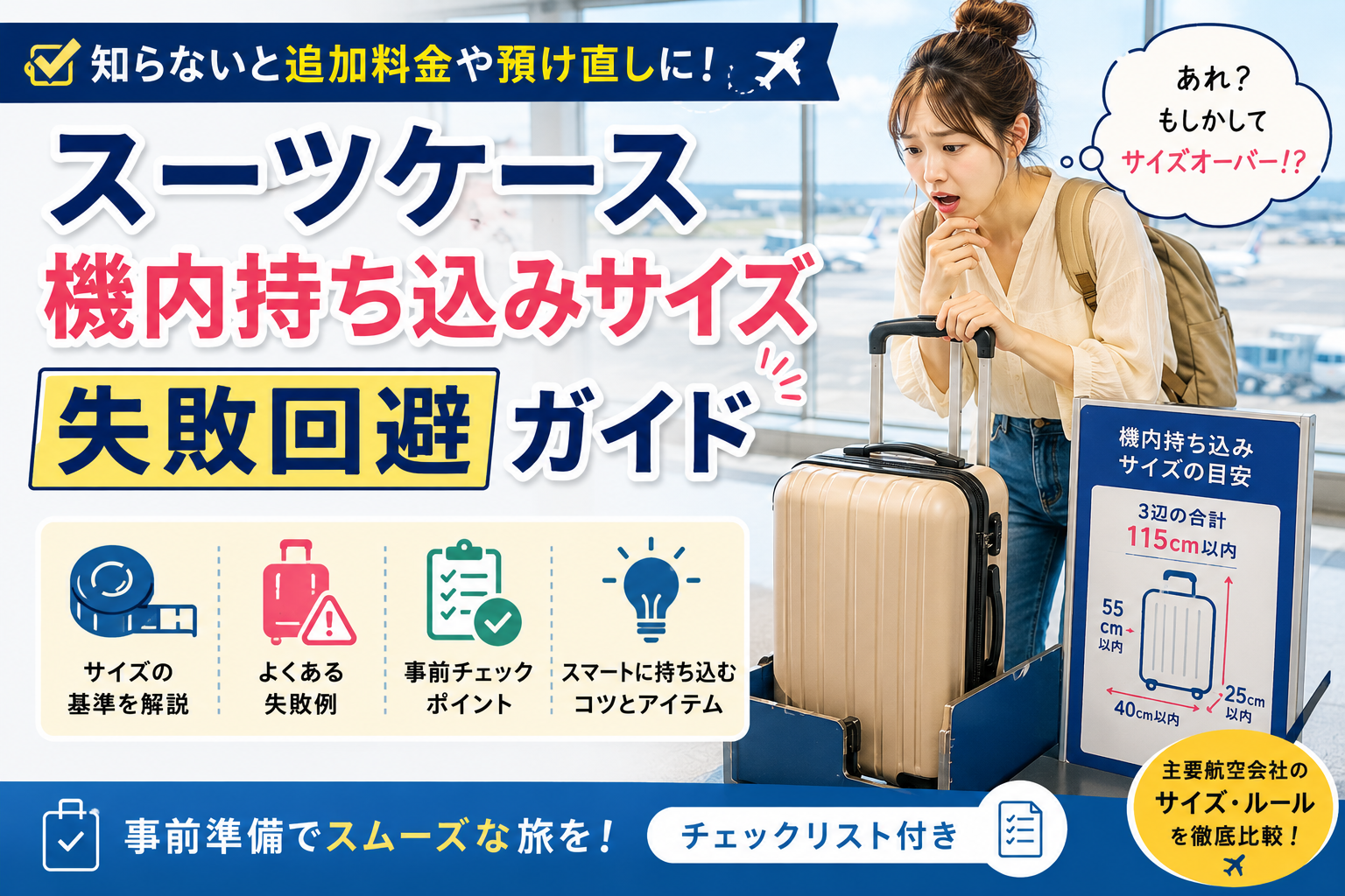 スーツケース機内持ち込みサイズ失敗回避ガイド